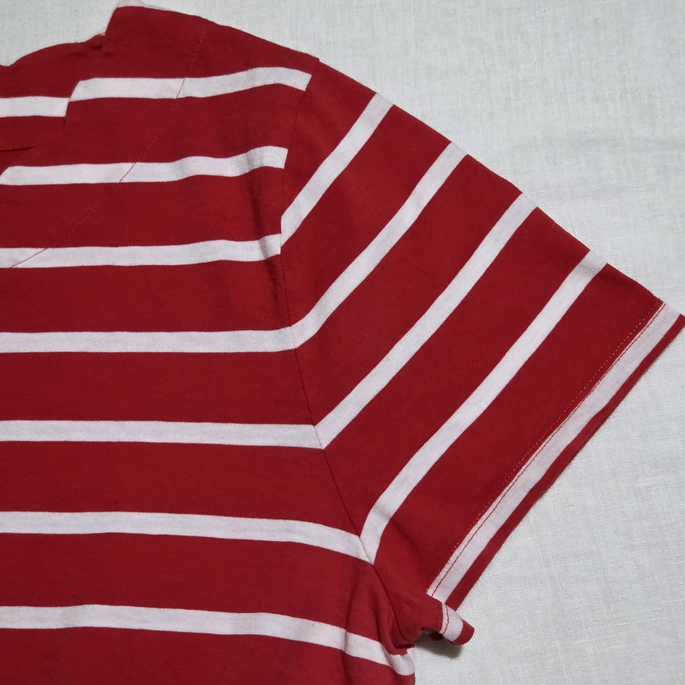 Talbots Scallop Red and White Striped Tee - Picture 5 of 15